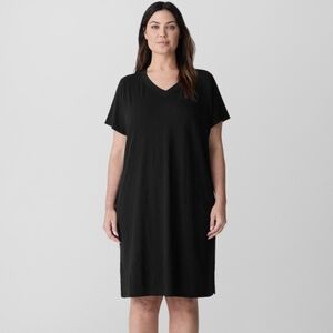 Eileen Fisher Black Boxy Shirt Dress XL